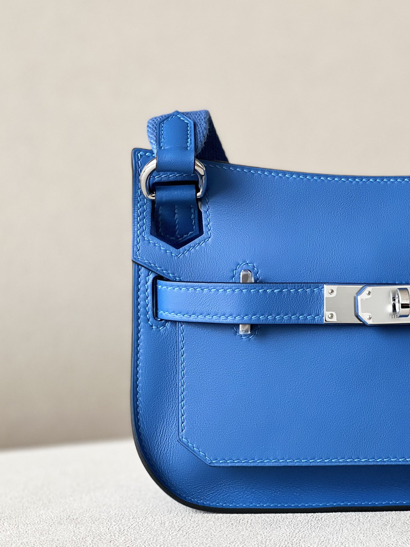 Hermes Jypsiere Mini Shoulder Bag In Blue Swift Leather